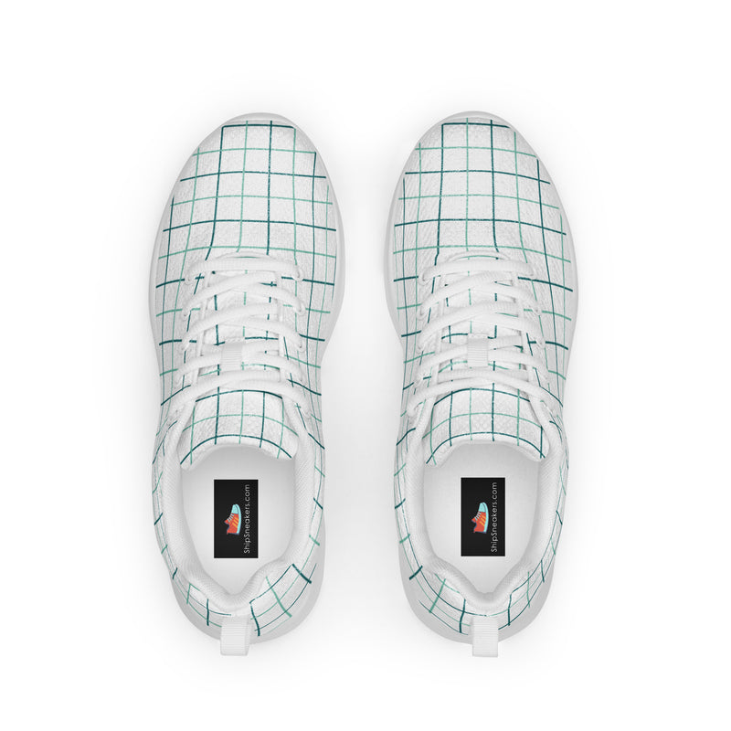 Mint Plaid Grid Athletic #73 - Back View | HA!LO Canvas Sneakers