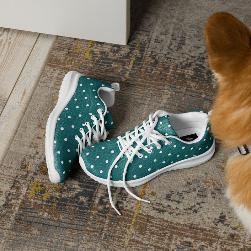 Teal Dot Scatter Athletic #74 - Opposite Side | HA!LO Canvas Sneakers