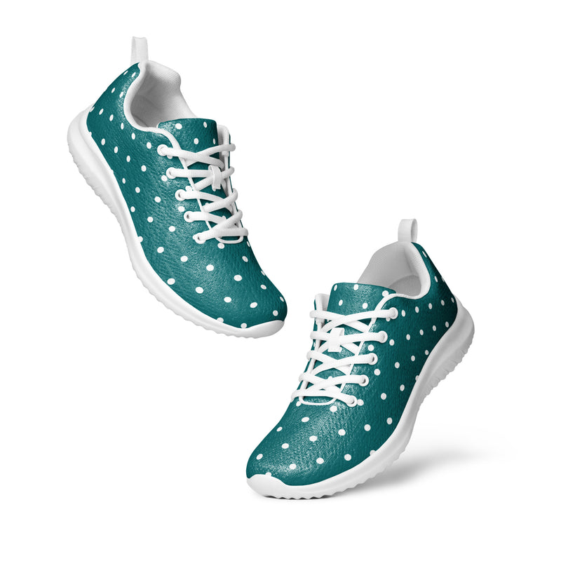 Teal Dot Scatter Athletic #74 - Top Down View | HA!LO Canvas Sneakers