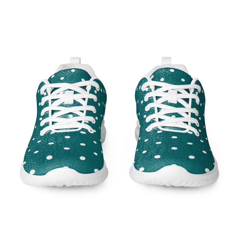 Teal Dot Scatter Athletic #74 - Front View | HA!LO Canvas Sneakers