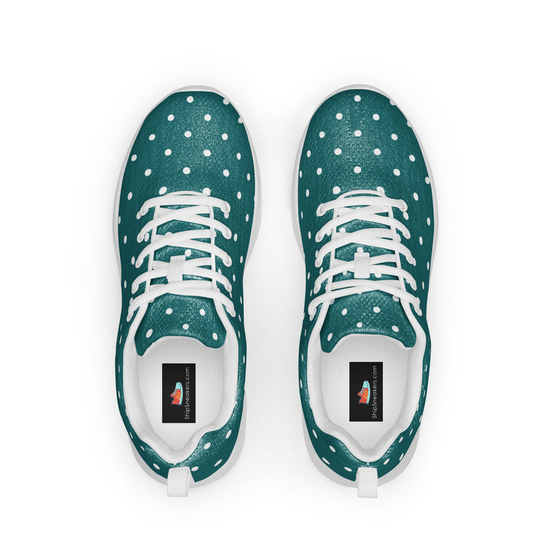 Teal Dot Scatter Athletic #74 - Back View | HA!LO Canvas Sneakers