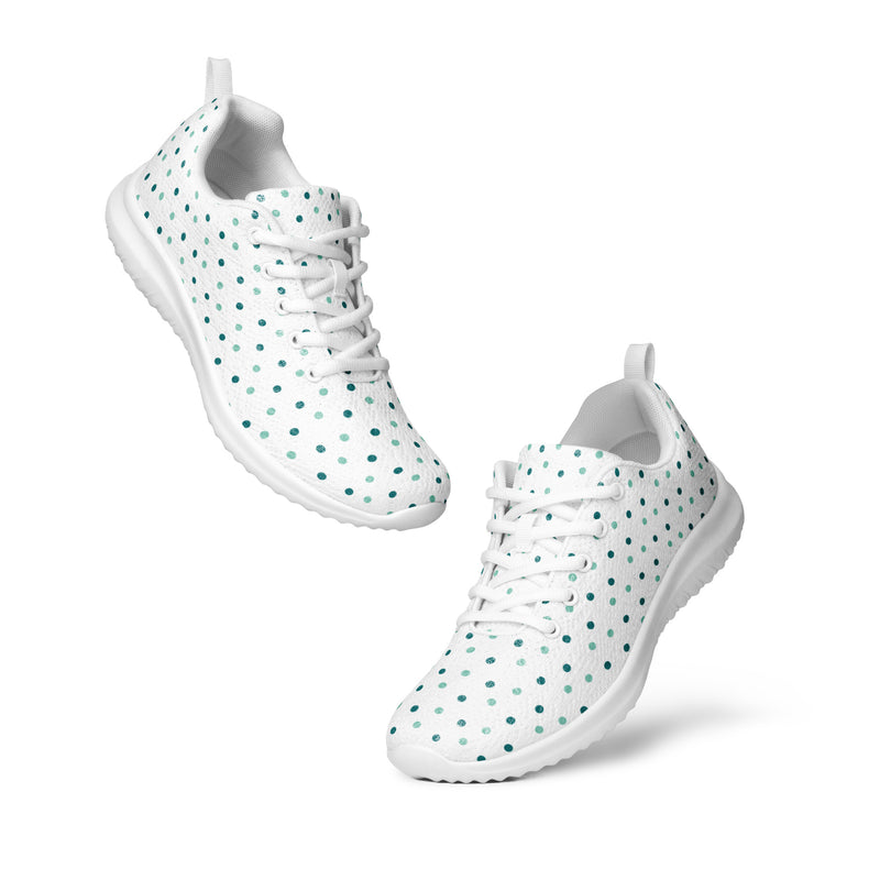 Teal Polka Large Athletic #75 - Top Down View | HA!LO Canvas Sneakers
