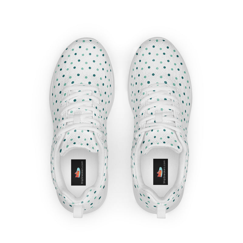 Teal Polka Large Athletic #75 - Back View | HA!LO Canvas Sneakers