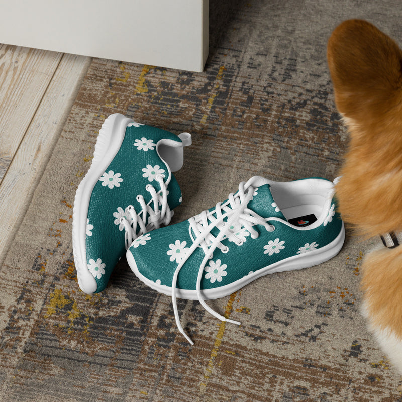 White Teal Dot Athletic #76 - Opposite Side | HA!LO Canvas Sneakers