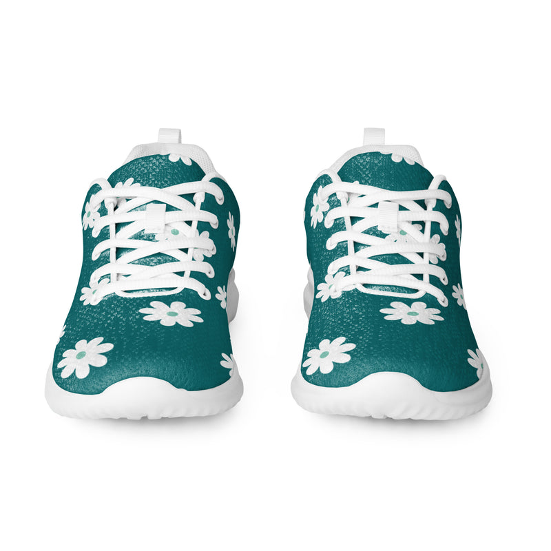 White Teal Dot Athletic #76 - Front View | HA!LO Canvas Sneakers