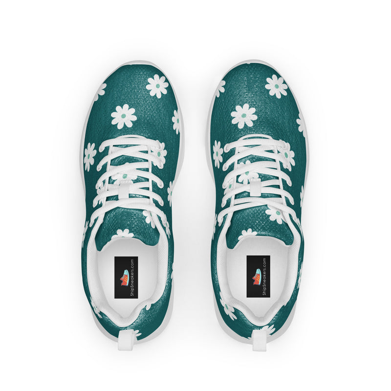 White Teal Dot Athletic #76 - Back View | HA!LO Canvas Sneakers