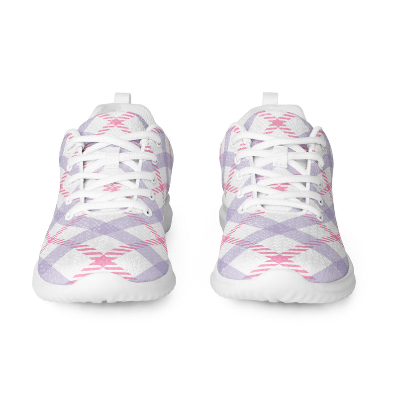 Lavender Gingham Athletic #78 - Front View | HA!LO Canvas Sneakers