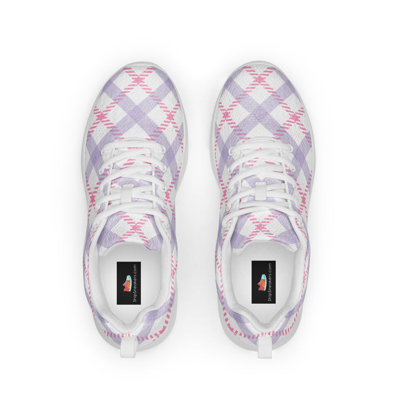Lavender Gingham Athletic #78 - Back View | HA!LO Canvas Sneakers