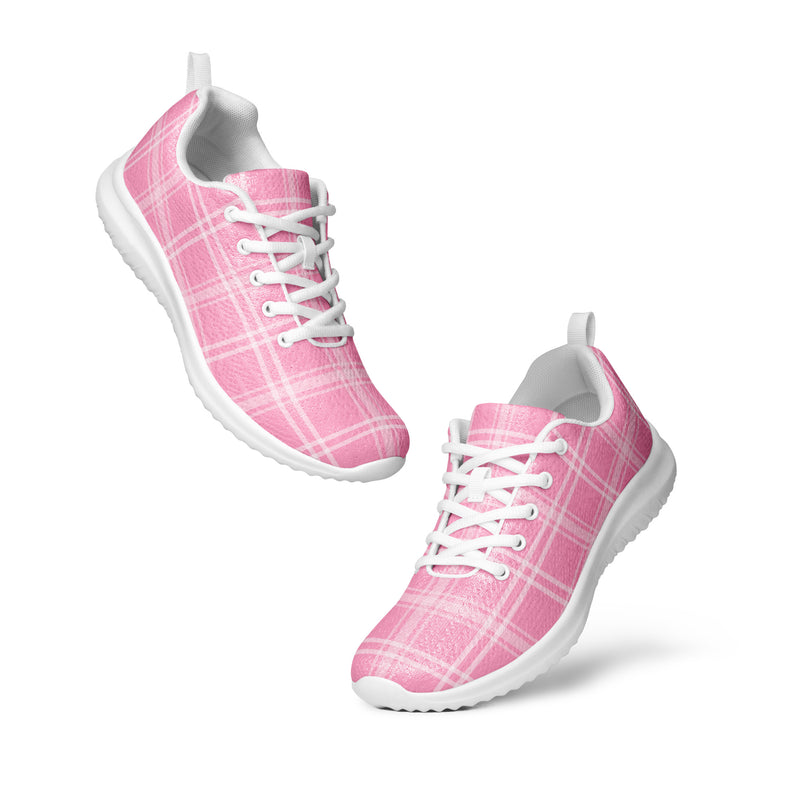 Pink Gingham Wide Athletic #79 - Top Down View | HA!LO Canvas Sneakers