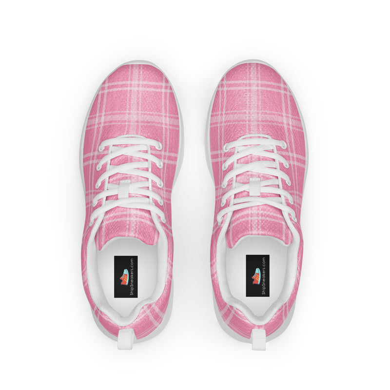 Pink Gingham Wide Athletic #79 - Back View | HA!LO Canvas Sneakers