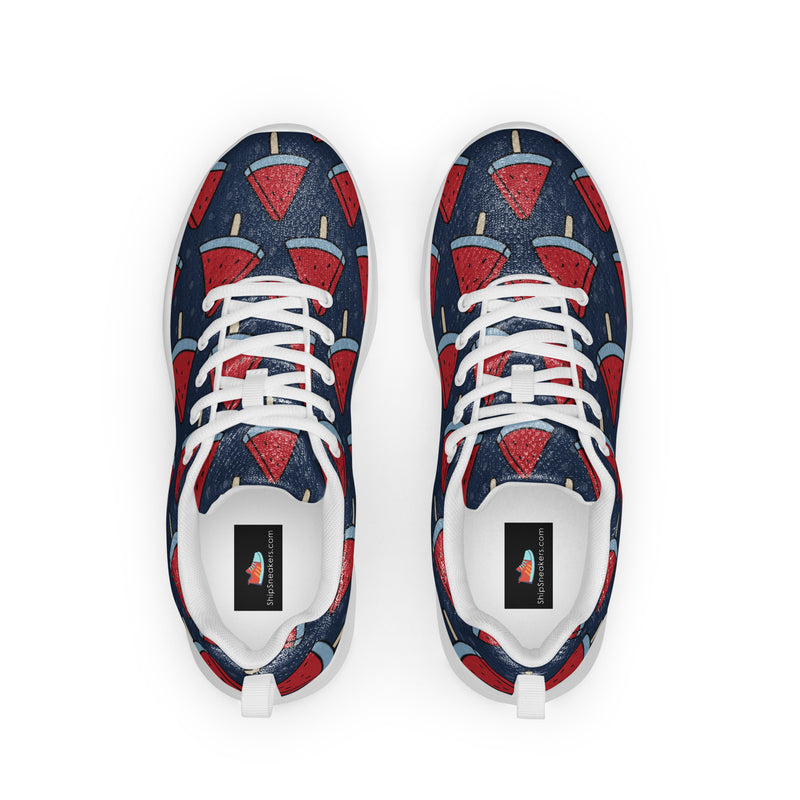 Navy Watermelon Flag Athletic #86 - Back View | HA!LO Canvas Sneakers