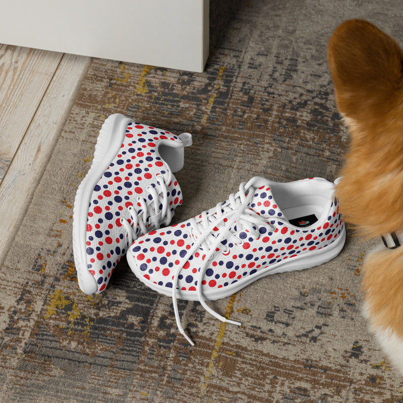 Patriotic Dot Confetti Athletic #87 - Opposite Side | HA!LO Canvas Sneakers
