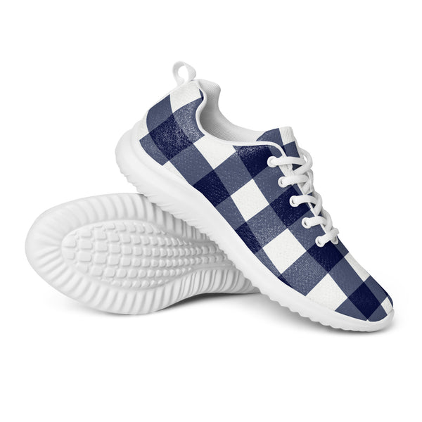 HA!LO Navy Buffalo Check — Women's Canvas Athletic Sneaker