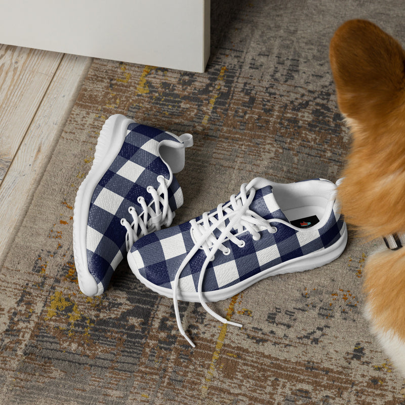 Navy Buffalo Check Athletic #89 - Opposite Side | HA!LO Canvas Sneakers