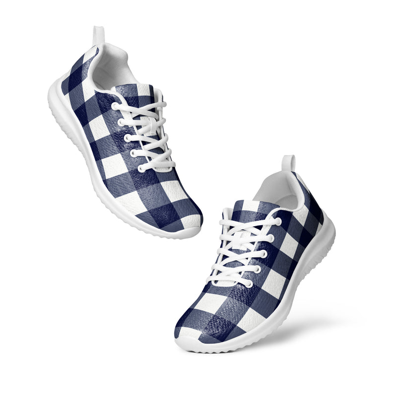 Navy Buffalo Check Athletic #89 - Top Down View | HA!LO Canvas Sneakers