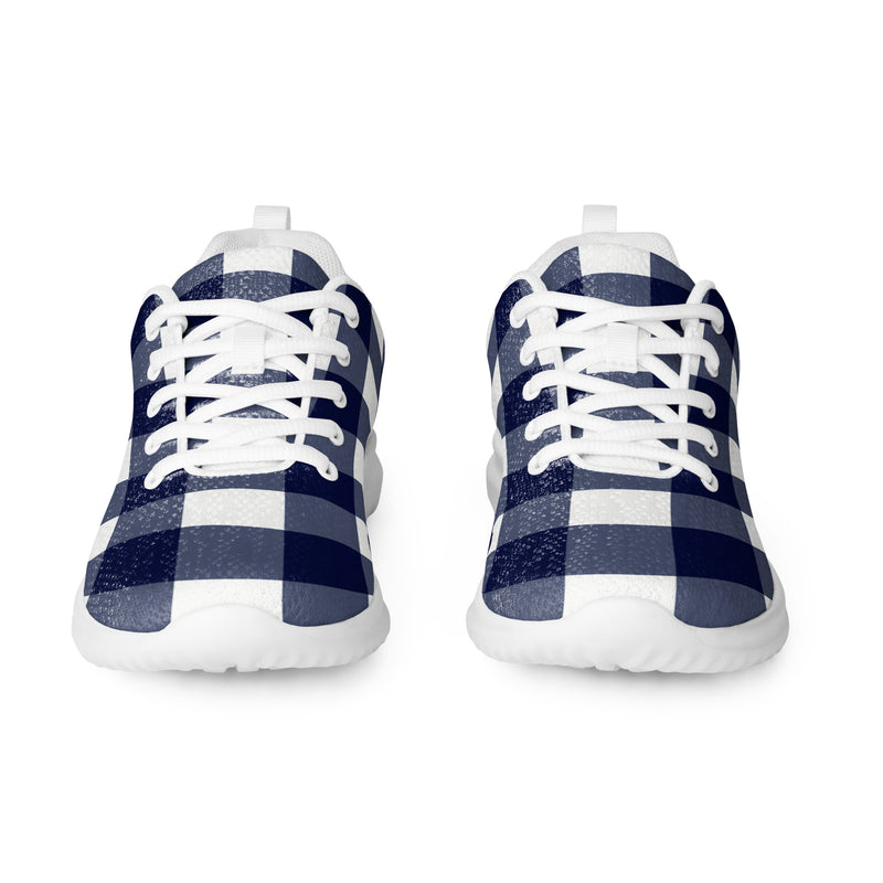 Navy Buffalo Check Athletic #89 - Front View | HA!LO Canvas Sneakers