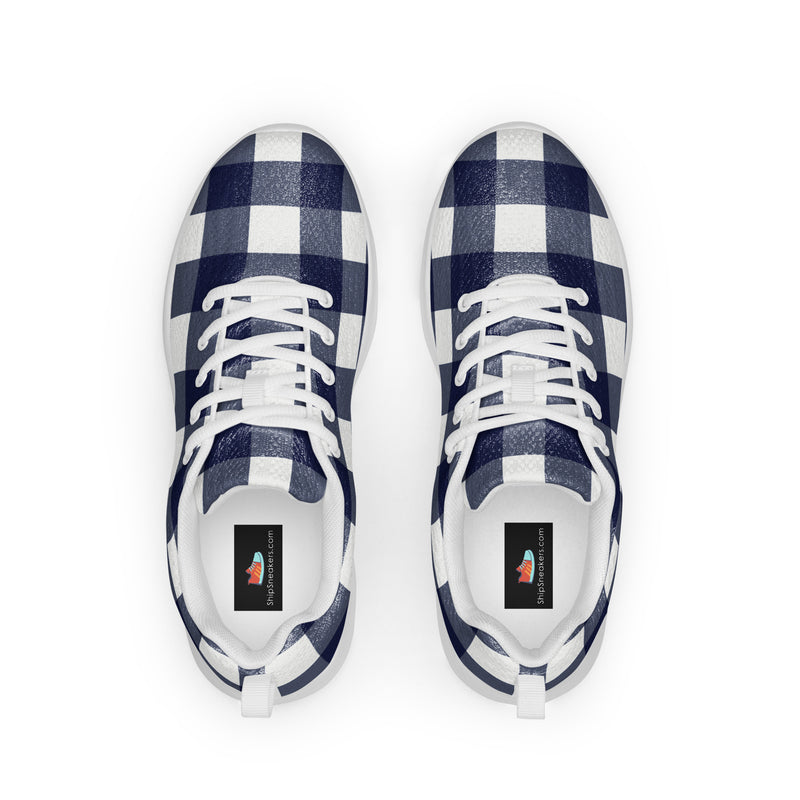 Navy Buffalo Check Athletic #89 - Back View | HA!LO Canvas Sneakers