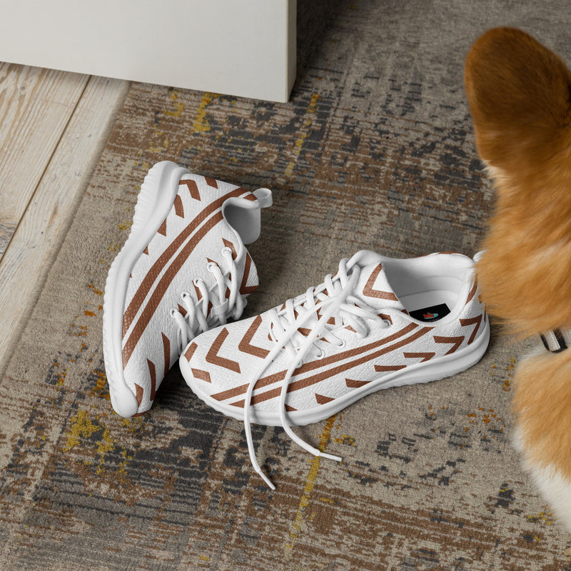 Brown Abstract Line Athletic #109 - Opposite Side | HA!LO Canvas Sneakers