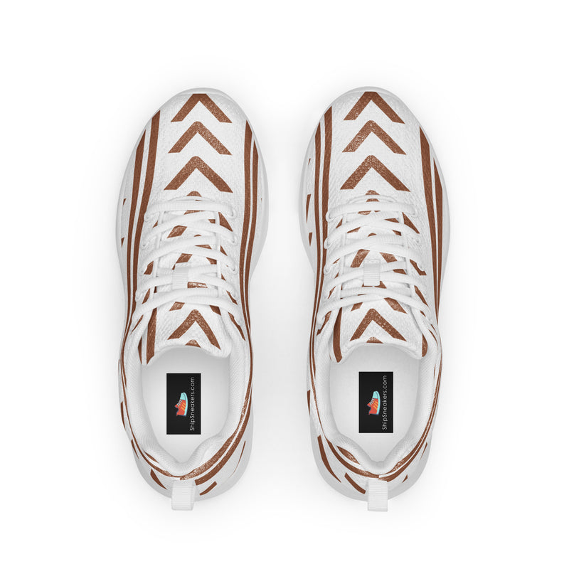 Brown Abstract Line Athletic #109 - Back View | HA!LO Canvas Sneakers