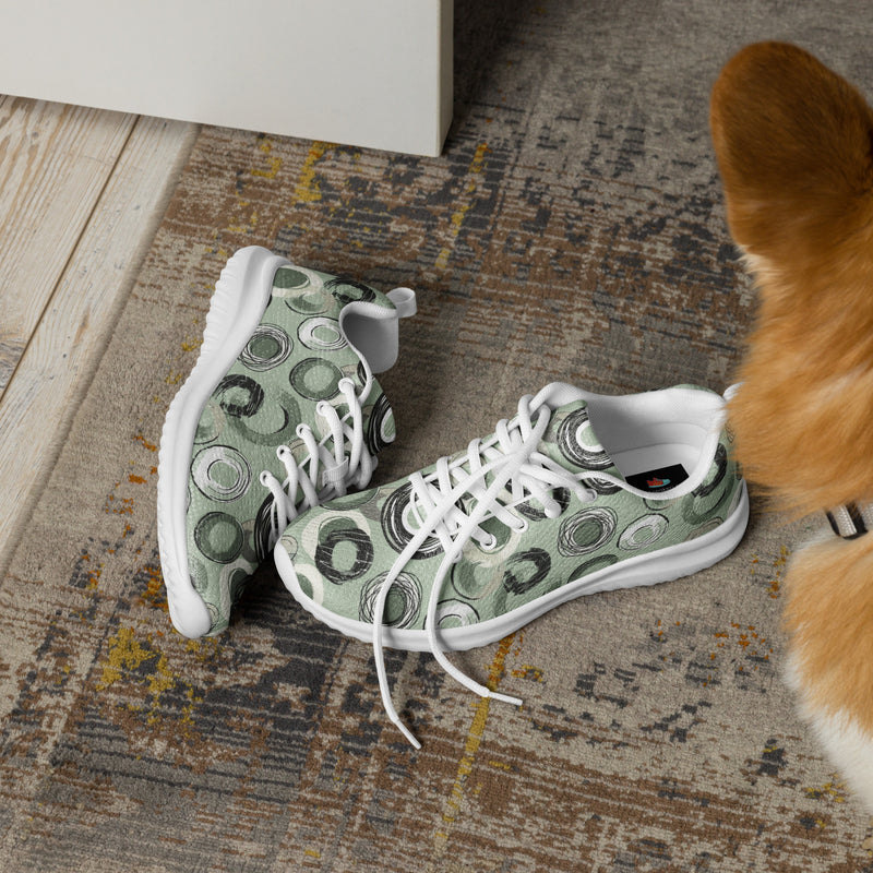 Green Swirl Circle Athletic #110 - Opposite Side | HA!LO Canvas Sneakers