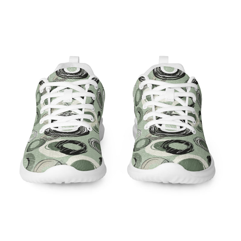 Green Swirl Circle Athletic #110 - Front View | HA!LO Canvas Sneakers