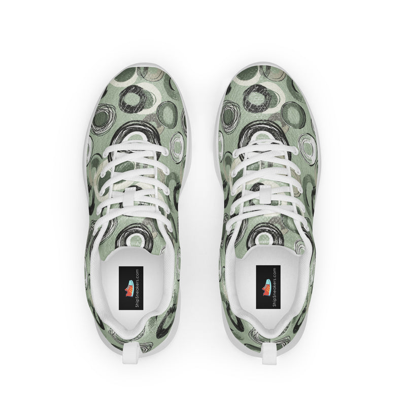Green Swirl Circle Athletic #110 - Back View | HA!LO Canvas Sneakers