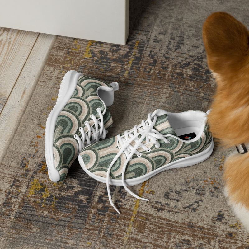 Green Wave Swirl Athletic #112 - Opposite Side | HA!LO Canvas Sneakers