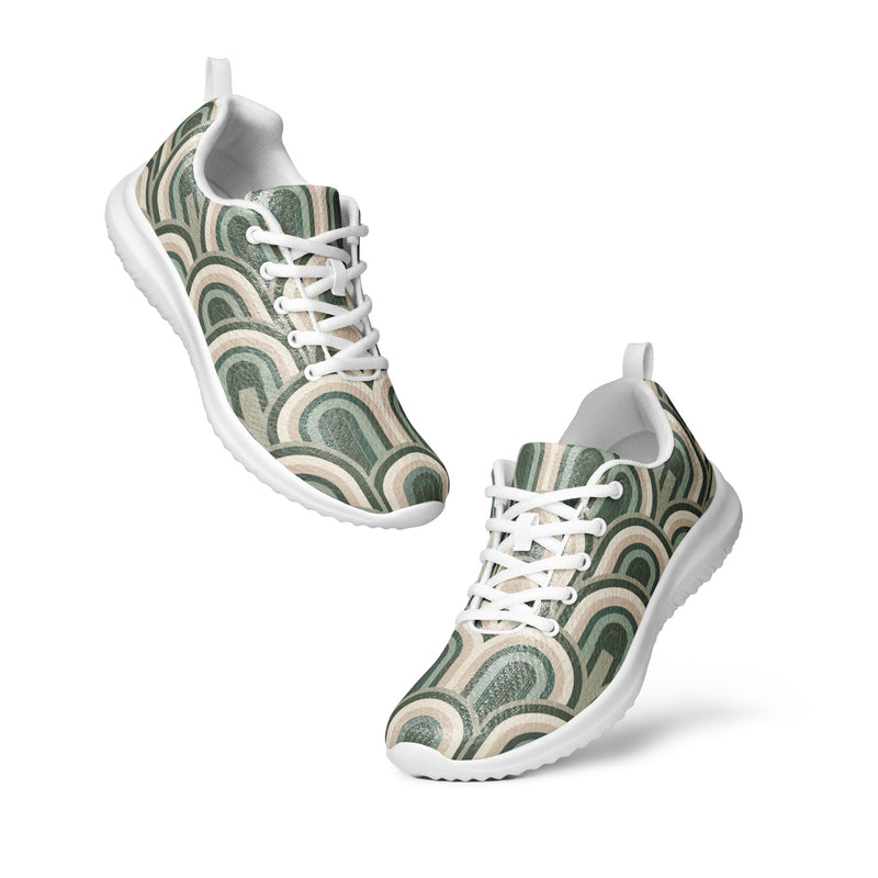 Green Wave Swirl Athletic #112 - Top Down View | HA!LO Canvas Sneakers