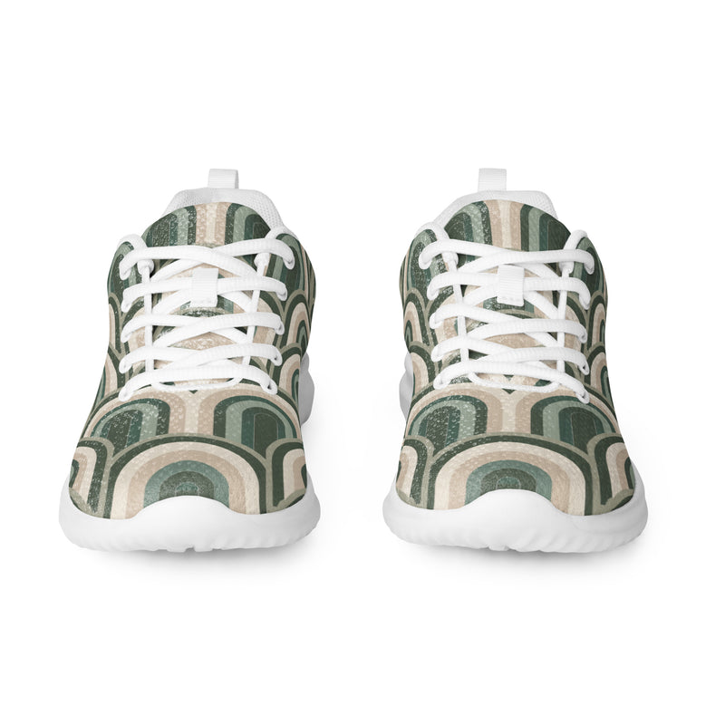 Green Wave Swirl Athletic #112 - Front View | HA!LO Canvas Sneakers