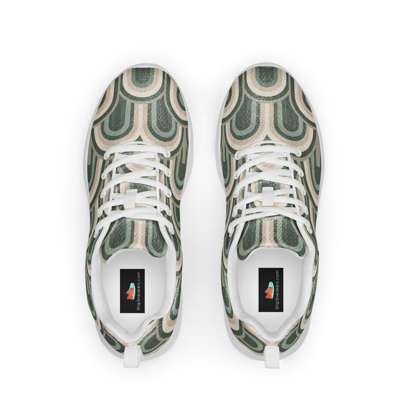 Green Wave Swirl Athletic #112 - Back View | HA!LO Canvas Sneakers