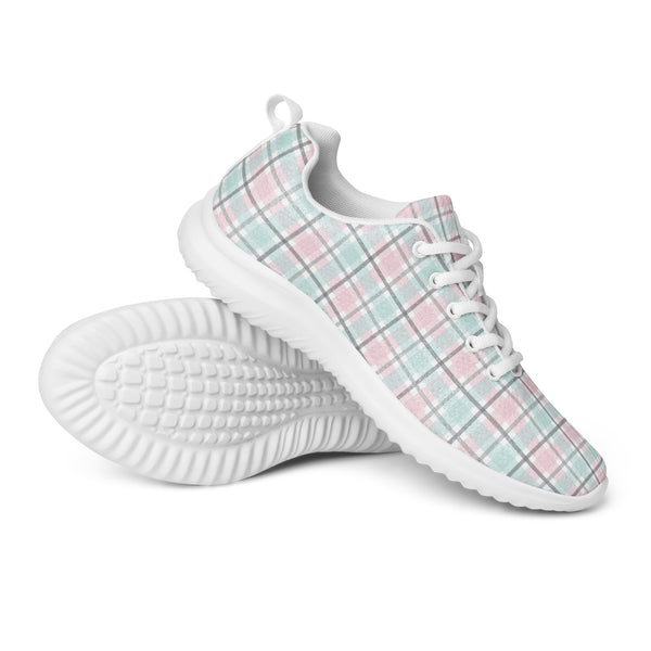 HA!LO Pastel Plaid Grid — Women's Canvas Athletic Sneaker