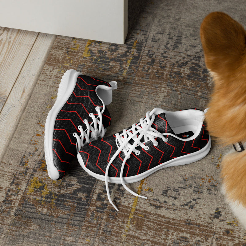 Black Red Chevron Athletic #142 - Opposite Side | HA!LO Canvas Sneakers