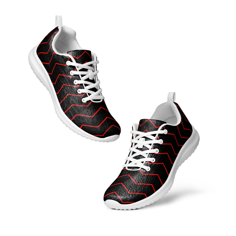 Black Red Chevron Athletic #142 - Top Down View | HA!LO Canvas Sneakers