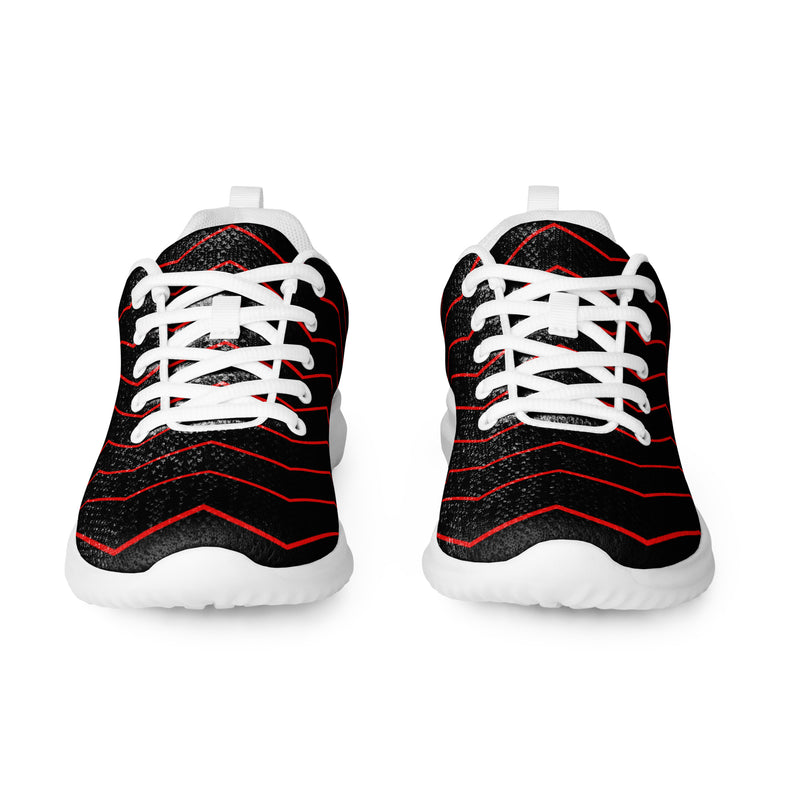 Black Red Chevron Athletic #142 - Front View | HA!LO Canvas Sneakers