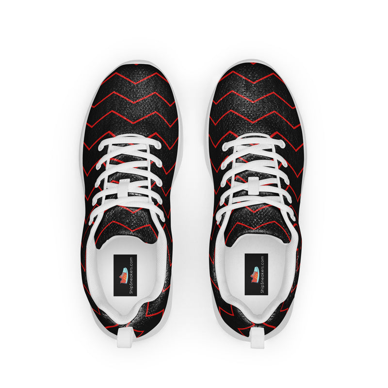 Black Red Chevron Athletic #142 - Back View | HA!LO Canvas Sneakers