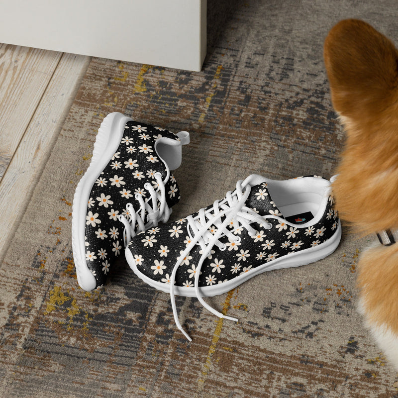 Black Daisy Athletic #143 - Opposite Side | HA!LO Canvas Sneakers