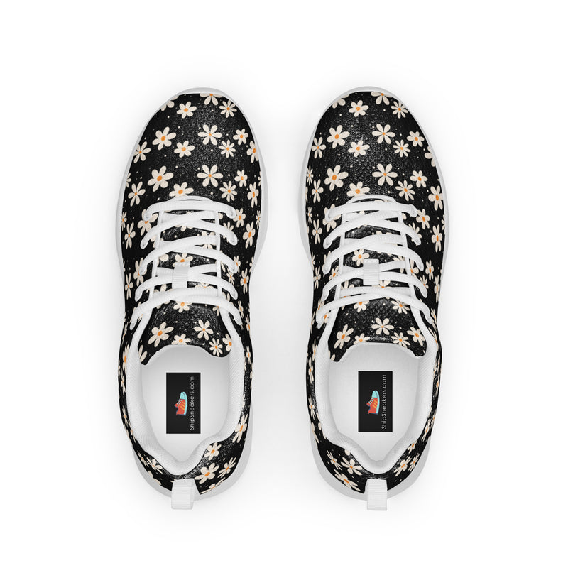 Black Daisy Athletic #143 - Back View | HA!LO Canvas Sneakers