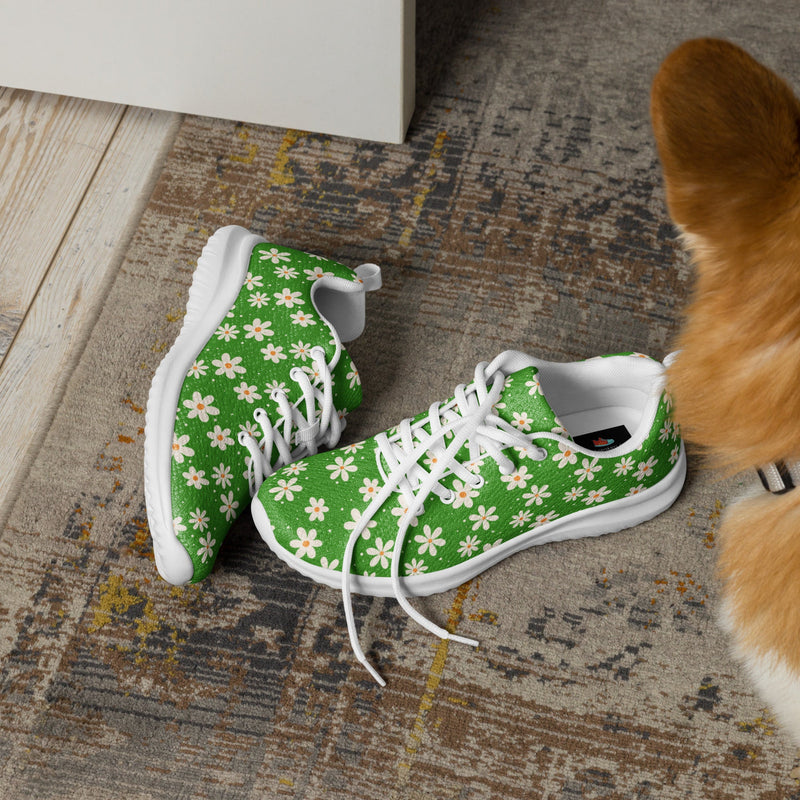 Green Daisy Athletic #145 - Opposite Side | HA!LO Canvas Sneakers