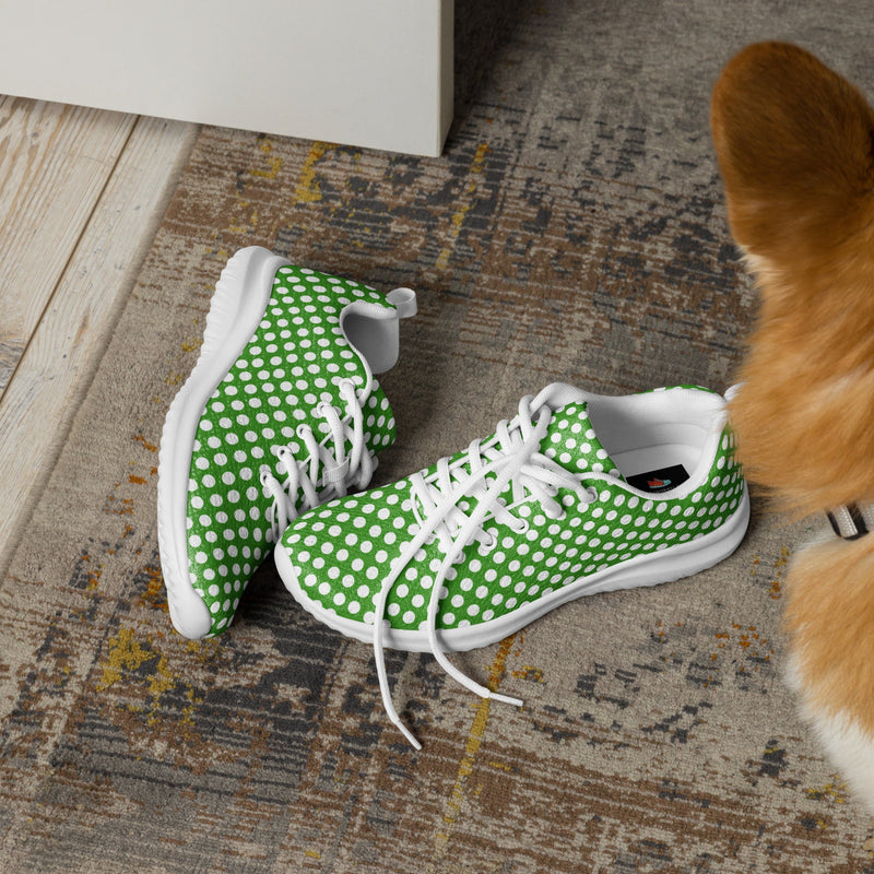 Green Dot Check Athletic #148 - Opposite Side | HA!LO Canvas Sneakers