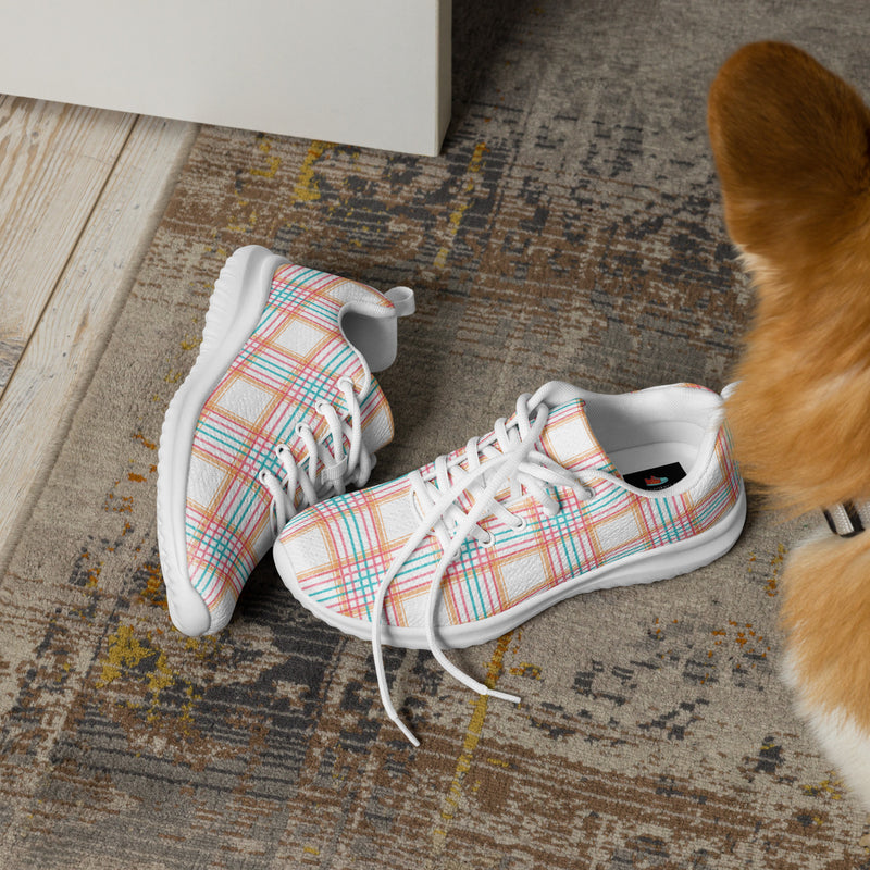Pastel Blue Plaid Athletic #151 - Opposite Side | HA!LO Canvas Sneakers