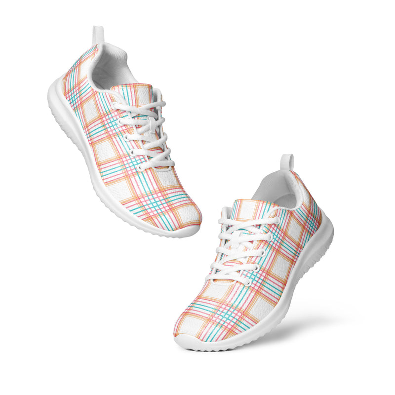 Pastel Blue Plaid Athletic #151 - Top Down View | HA!LO Canvas Sneakers