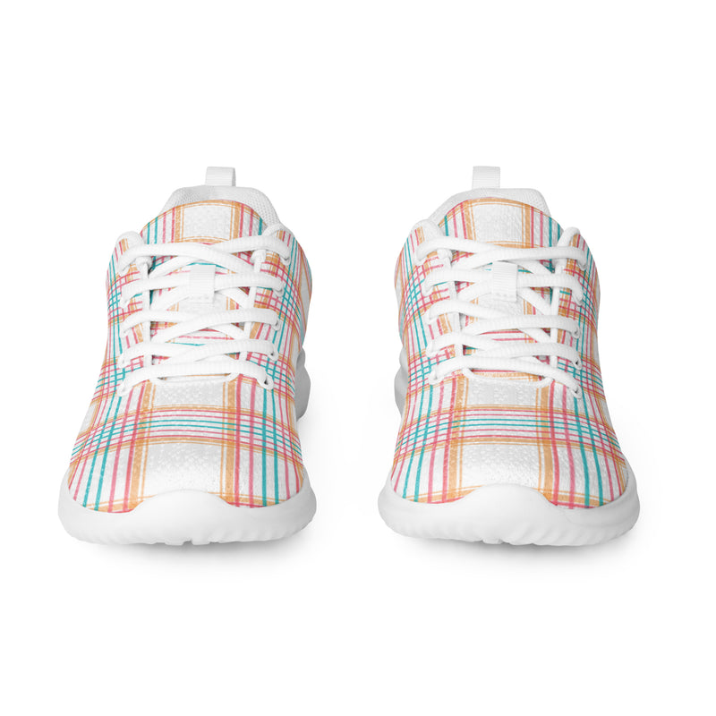Pastel Blue Plaid Athletic #151 - Front View | HA!LO Canvas Sneakers