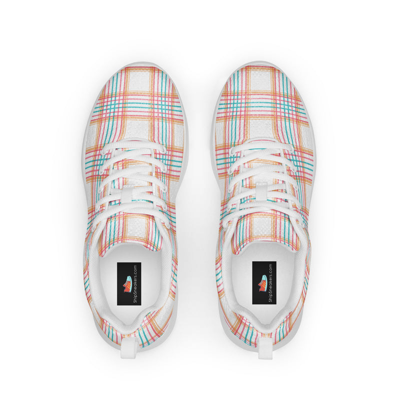 Pastel Blue Plaid Athletic #151 - Back View | HA!LO Canvas Sneakers