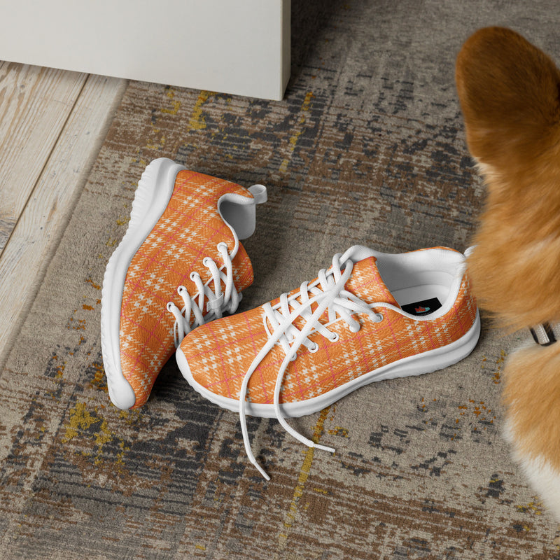 Tangerine Plaid Athletic #153 - Opposite Side | HA!LO Canvas Sneakers