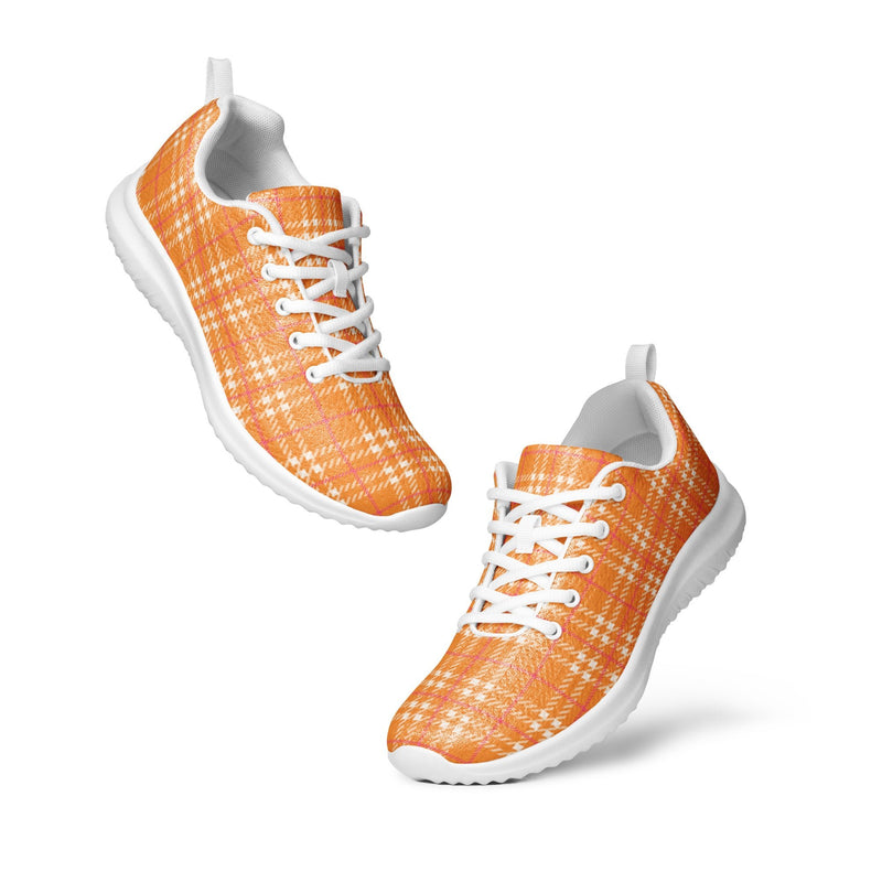 Tangerine Plaid Athletic #153 - Top Down View | HA!LO Canvas Sneakers