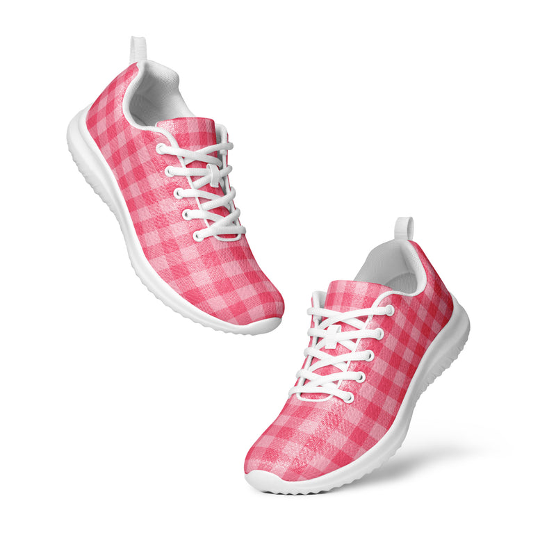 Pink Gingham Athletic #154 - Top Down View | HA!LO Canvas Sneakers