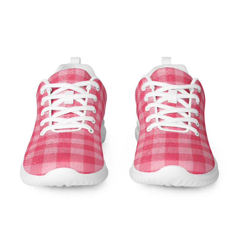 Pink Gingham Athletic #154 - Front View | HA!LO Canvas Sneakers