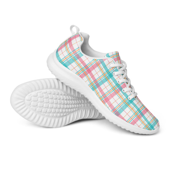 HA!LO Pastel Plaid — Women's Canvas Athletic Sneaker