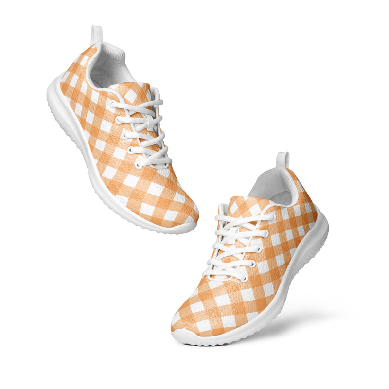 Peach Gingham Check Athletic #159 - Top Down View | HA!LO Canvas Sneakers