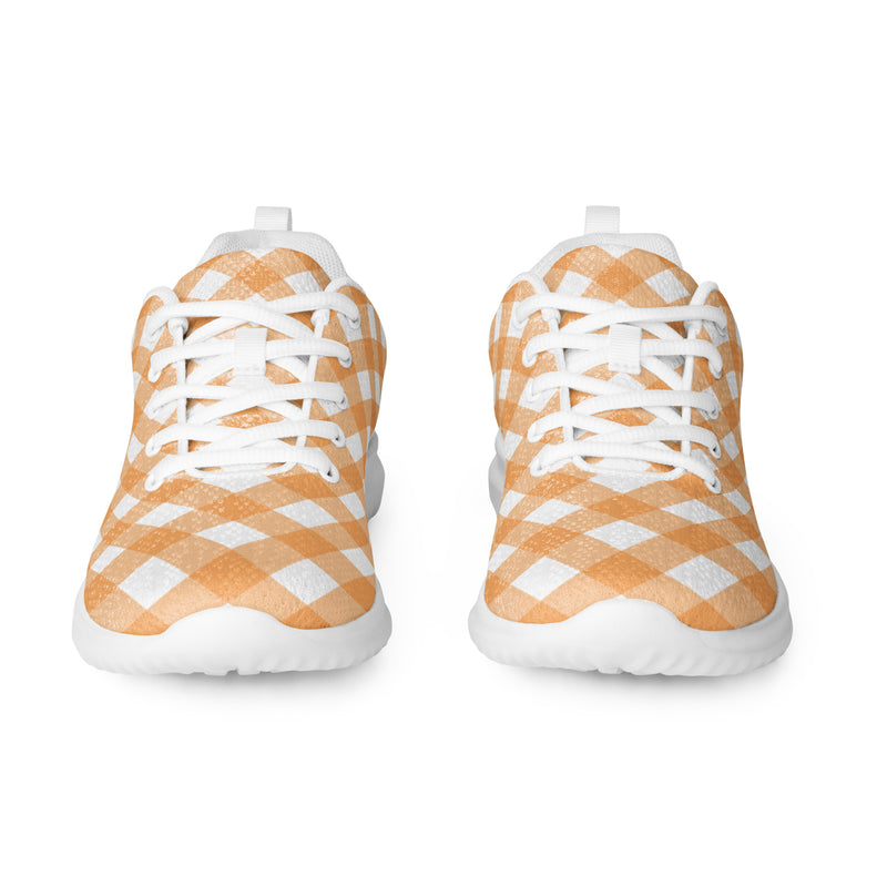 Peach Gingham Check Athletic #159 - Front View | HA!LO Canvas Sneakers